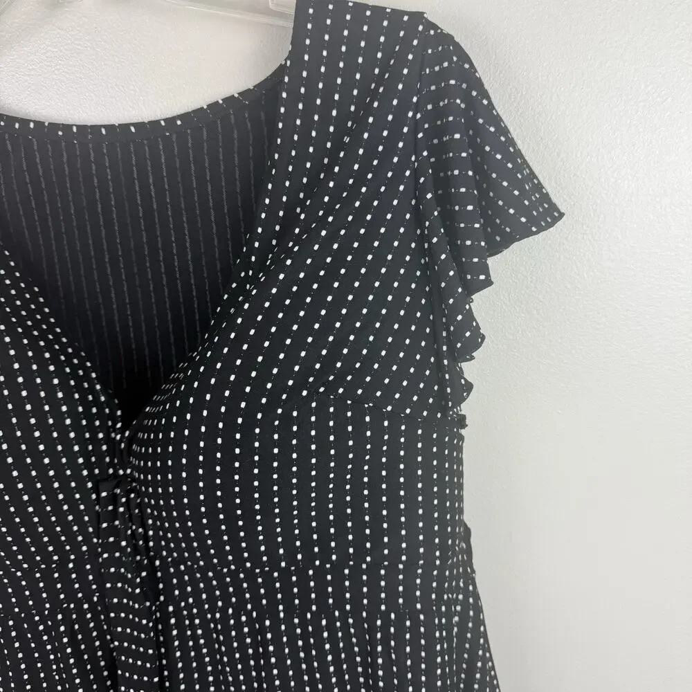 Lane Bryant Cacique Swim Black Textured Polka Dot Swim Skirt Size 26
